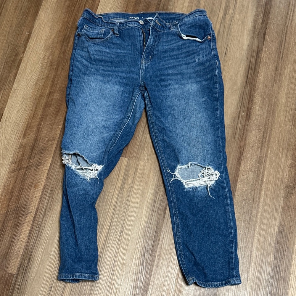 Old Navy Blue Ripped Boyfriend Jeans